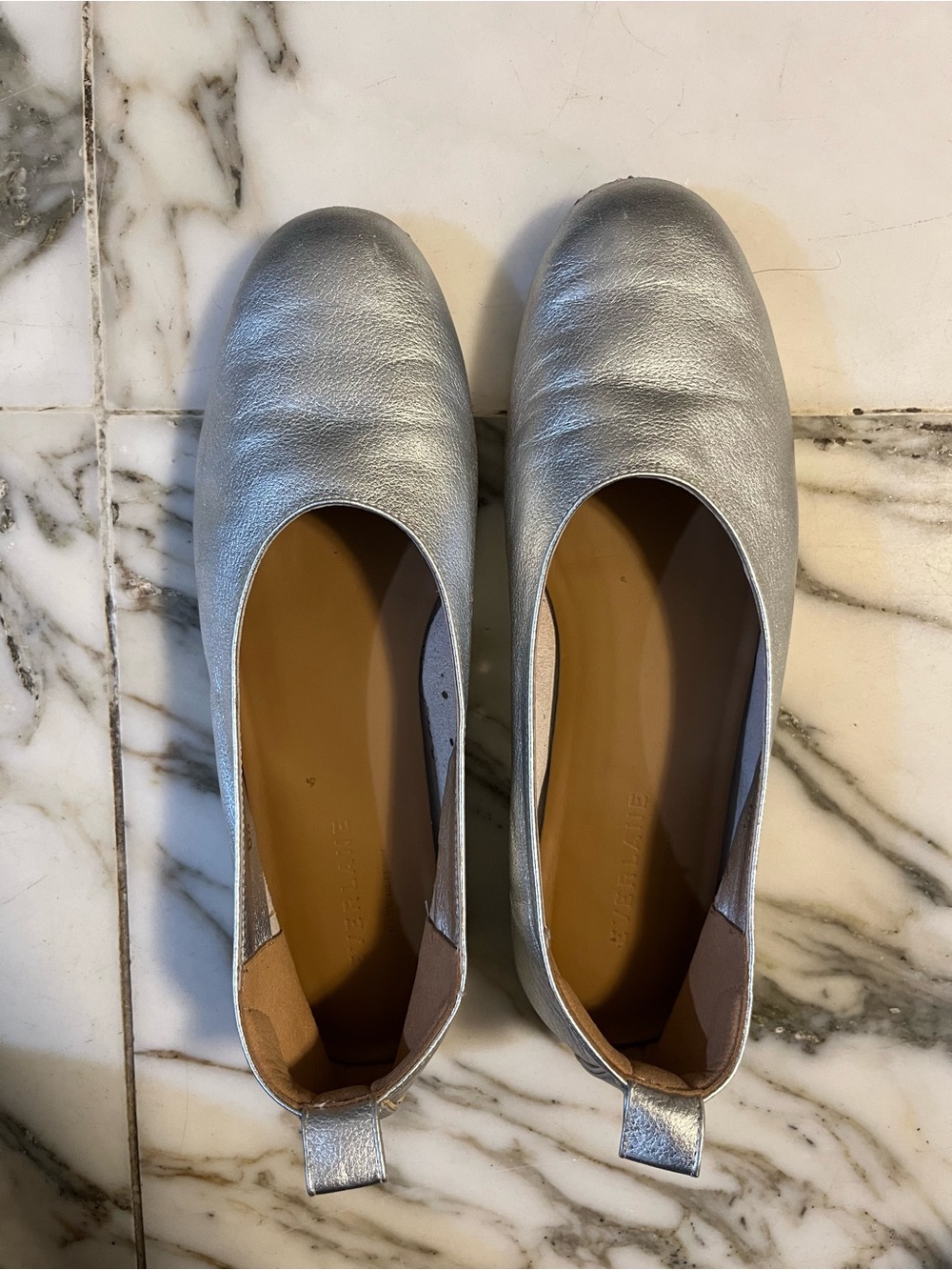 Everlane Metallic Silver Slip-On Flats